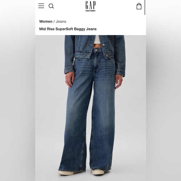 NWT GAP women’s Mid Rise SuperSoft Baggy Jeans - size 00/24R - Picture 3 of 3